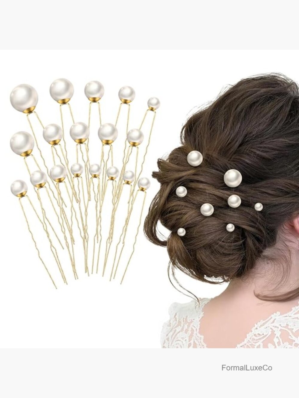 18 U Pearl Hair Pins Set, Metal Wire Hair Accessories for Wedding